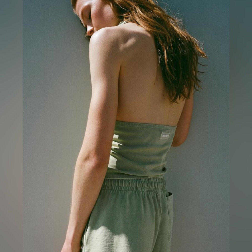 ZARA Special Edition Large  PANTONE  WASHED EFFECT CROP HALTER TOP - Picture 3 of 13